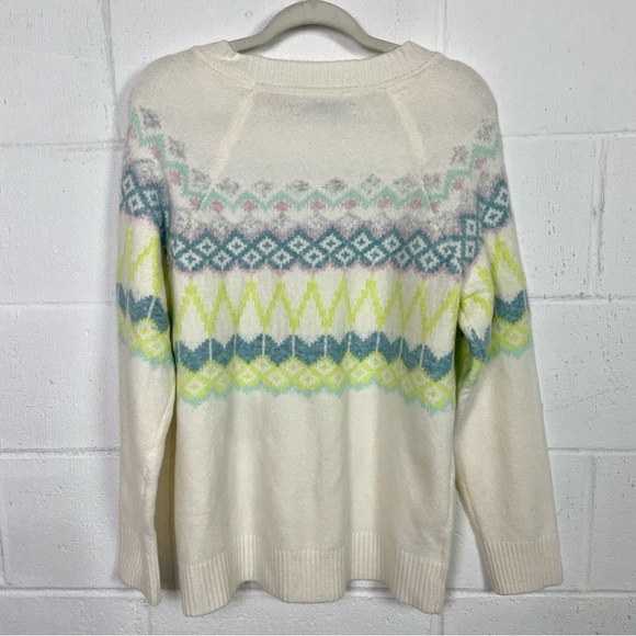 LOFT NWT Sweater Wool Blend Nordic Fair Isle Pastel Multicolor Soft Cozy Warm L - Picture 6 of 10